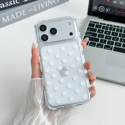 iPhone 17 women's phone case, camera protection, green dot pattern - 9
