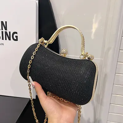 Women's Rhinestone Chain Evening Bag with Crossbody Strap - 8