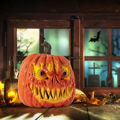 Halloween Pumpkin Head Set and Ghost Face Decoration - 5