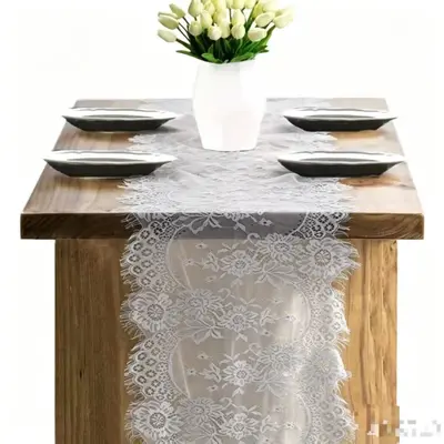 White Lace Table Runner for Wedding Decoration, 36*300 cm - 10