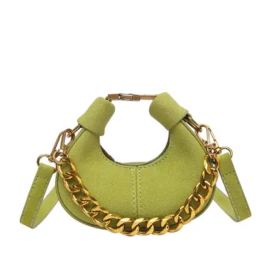 Matte Crescent Mini Chain Crossbody Bag, Lipstick Style - 8