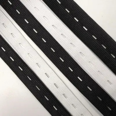 Lagerware Gummiband mit Knopfloch, verstellbar, mit Löchern, elastischer Hosenbund-Gummizug für Schwangere und Kinder, Gummibänder in Schwarz und Weiß, elastisches Band