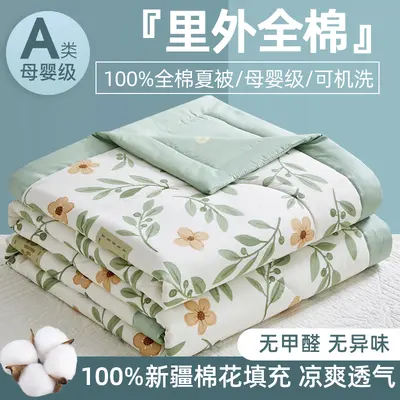 Klasse-A 100% Baumwolle Sommerkühler Quilt aus Xinjiang-Baumwolle Sommerbettset vierteilig maschinenwaschbar Sommer-Klimaanlage Quilt dünne Bettdecke 3