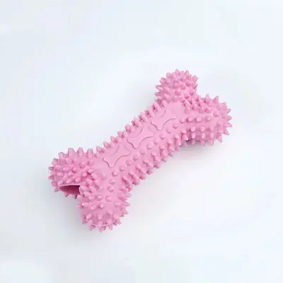 TPR Hollow Spiked Bone Dog Toy, Durable Teeth Cleaning Chew Stick - 7