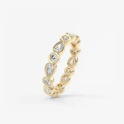 S925 Sterlingsilber Tropfen-Moissanitring mit rundem Stein, 30er-Set, stapelbar
