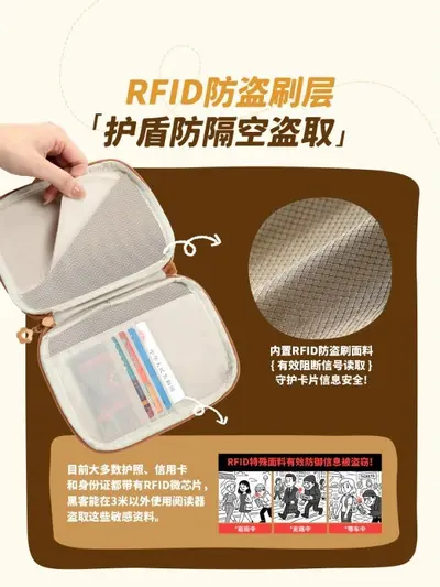 RFID passport wallet, multifunctional travel document organizer