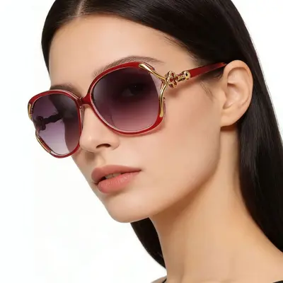 Große Sonnenbrille mit Kleeblatt-Design im koreanischen Stil - 4
