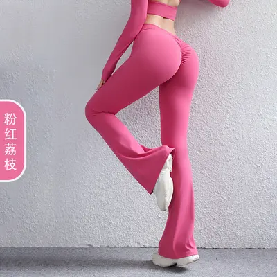 Back V Peach Lift Yoga Flare Pants, Bare-Feel, Quick-Dry - 12