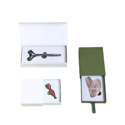 3D Roller Massage Packaging Box Lotus Head Pull-out Gift Box Jade Gua Sha Board Magnetic Suction Paper Box