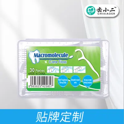Polymer Dental Floss Picks in Box, 30 Pieces