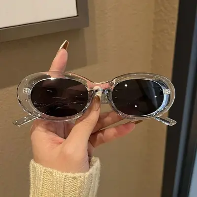 Oval White Frame Cat-Eye Sunglasses with UV Protection for Women - 10