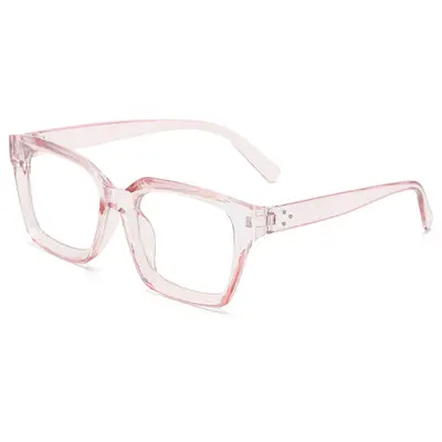 Anti-Blue Light Square Metal Eyeglass Frame for Women, Clear Lens - 11