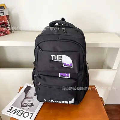Unisex Letter Print Outdoor Backpack, Large Capacity Junior High Schoolbag - 4