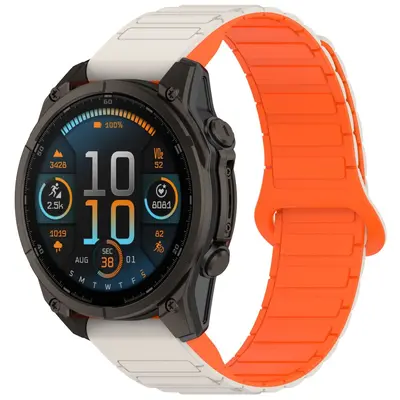 Two-Tone Silicone Strap for Garmin Fenix 5/6/7/8, Magnetic Quick-Release, 20/22/26mm - 12