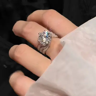 TikTok Live Neuer Bestseller 5 Karat Taubeneier drei Generationen Liebe Moissanit luxuriöser vollständiger Diamant Diamantimitation Ring - 3