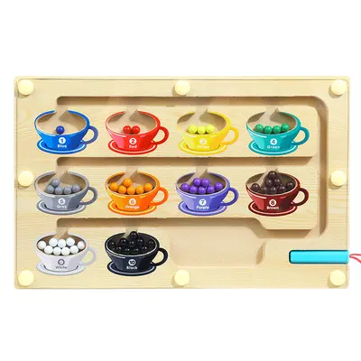 Magnetic bead maze toy for early learning with numbers