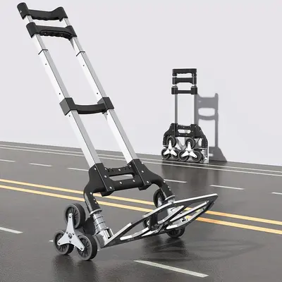 Foldable Lightweight Hand Trolley for Shopping and Luggage, Stair-Climbing