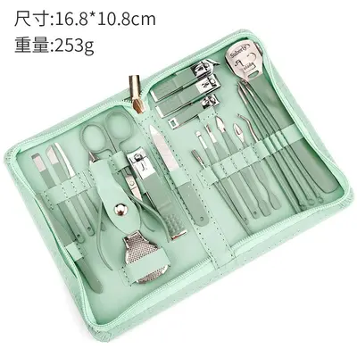 Matcha Green Nail Clipper Complete Set with Nail Care Tools - 7