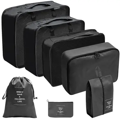 Reise-Aufbewahrungstasche-Set, 11-teiliges Set für Geschäftsreisen, Kleidungs-Kompressionsbeutel mit Kordelzug, faltbare Netz-Aufbewahrungstaschen für Make-up und Toilettenartikel. - 11