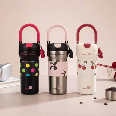 316 Paslanmaz Çelik Taşıma Kulplu Termos Kahve Bardağı 500 ml Büyük Kapasite - 3