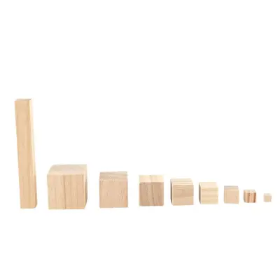 DIY Square Small Solid Pine Wood Building Blocks