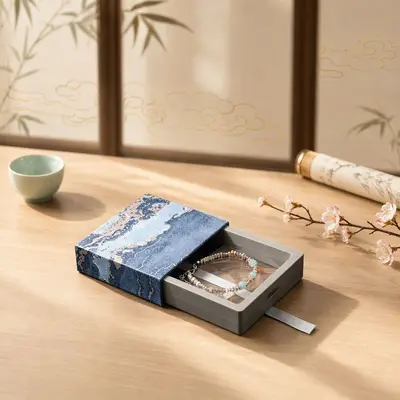 In Stock Gold-Plated Jewelry Box PE Film Storage Box Crystal Bracelet Packaging Box Drawer Suspension Box Beaded Bracelet Box - 11