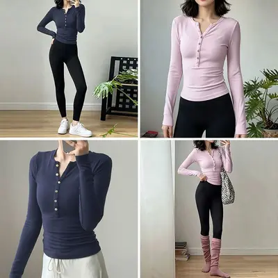 Kadın yoga antrenman seti, uzun kollu spor üstü