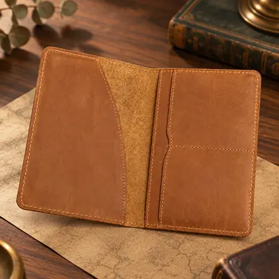 Crazy Horse Leather Passport Holder, Vintage Style, Unisex