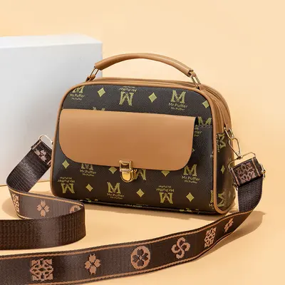 Schlichte große Damen-Schrägumhängetasche, Retro-Stil - 9