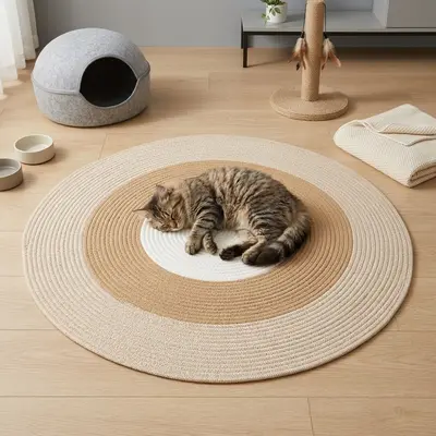İskandinav Örgü Kedi Tırmalama Matı, Dayanıklı, Pamuk İpli