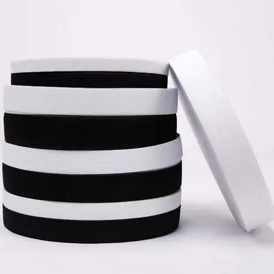 Thickened Wide Flat Elastic Waistband, Trouser Cuffs, Black and White