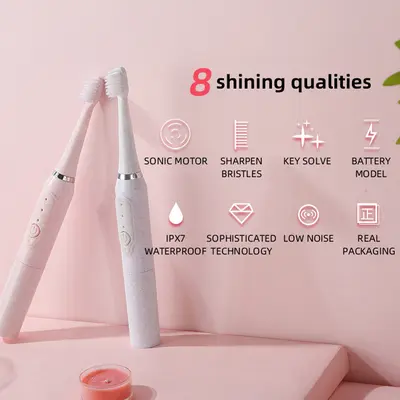 Jianpai Sonic Electric Toothbrush, Adult, Non-Rechargeable, Soft Bristles