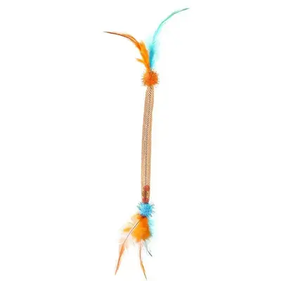 Catnip Elastic Mesh Tube Cat Toy with Feather and Bell Teaser - 5