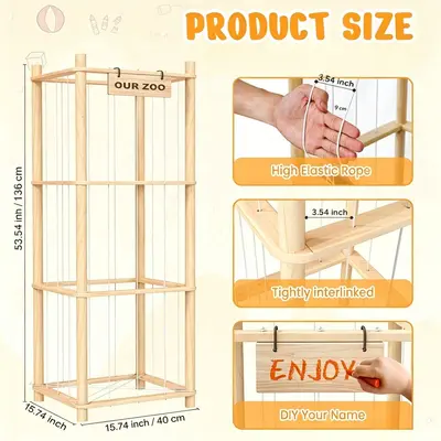 Solid Wood Doll and Plush Toy Storage Rack, Floor-Standing, Large Capacity - 7