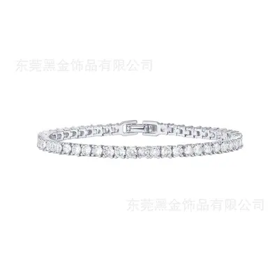18K Full Diamond Single Row Tennis Bracelet for Men and Women - 8