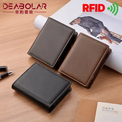 Men's Short Wallet with Automatic Pop-Up Aluminum Alloy Card Holder, RFID Protection - 3