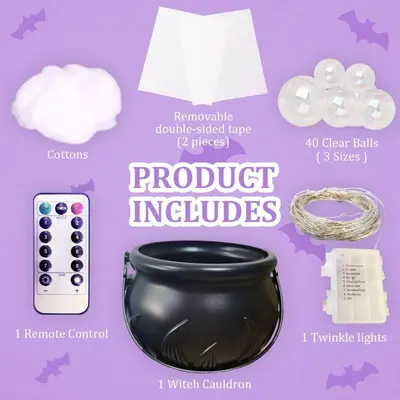 In Stock Amazon Foaming Cauldron Remote Control 8 Modes Halloween Decoration Witch Cauldron Jar.