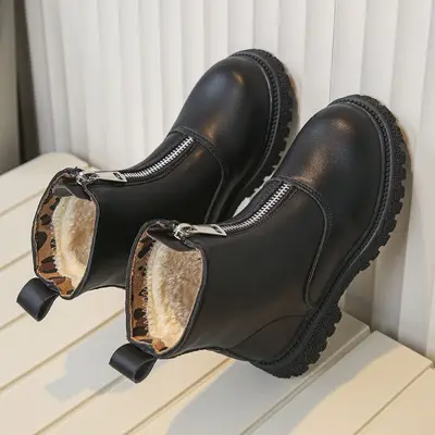 Kinderstiefel aus Leder, weiche rutschfeste Sohle, Frühling und Herbst