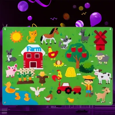 Felt Busy Board, Children's Educational Learning Board for Motor Skills - 5