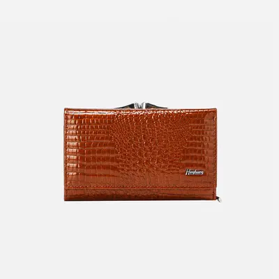 Women's Crocodile Pattern Short Tri-fold Wallet with Large Coin Compartment - 12
