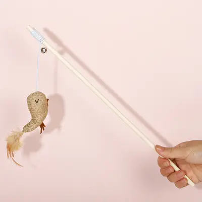 Katzenangel 40 cm mit Holzstab, Feder, interaktiv - 5