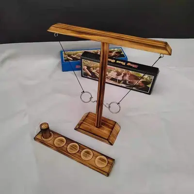 Ring Toss Games Wooden Toy Bar Family Desktop Hook and Loop Ring Toss Game