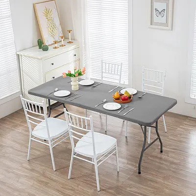 Cross-border elastic tablecloth half pack tablecloth simple solid color washable outdoor elastic milk silk tablecloth ready for supply - 7