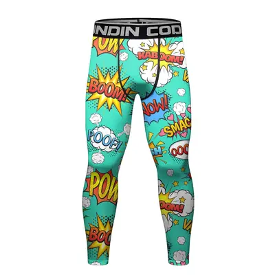 Men's Fitness Compression Pants, 3D Print, Quick-Dry - 12