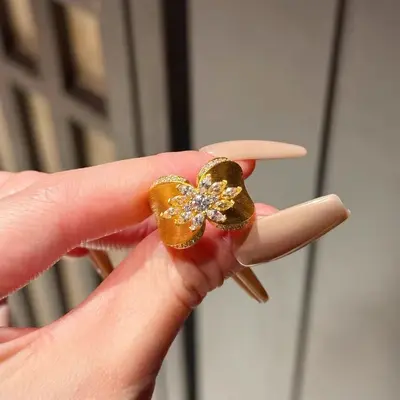 Gümüş zirkonyum açık yüzük, ayarlanabilir, vintage stil - 8