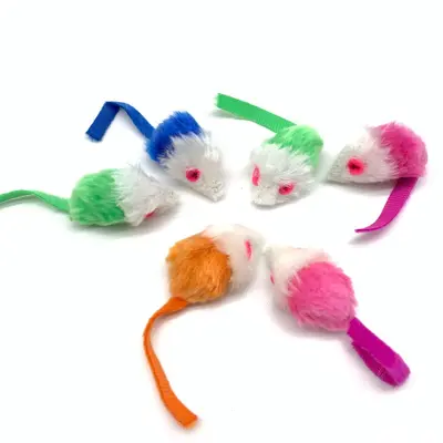 Katzenspielzeug Plüsch-Maus, bunt, langlebig - 5