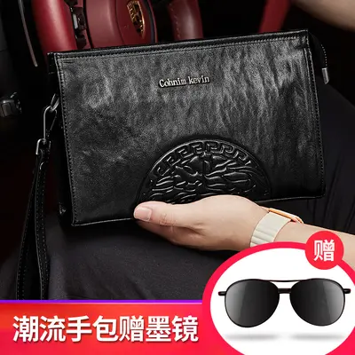Men's Genuine Leather Clutch Bag, Soft Leather, Large Capacity Phone Bag - 3