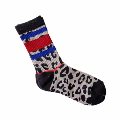 Elastische Kindersocken mit Leopardenmuster, mittelhoch, Bonbonfarben