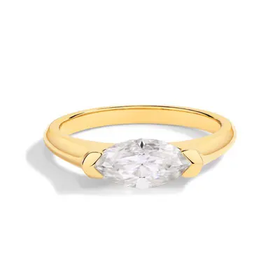 Marquise Cut 5A Zirconia Couple Rings, Copper with Real Gold Plating
