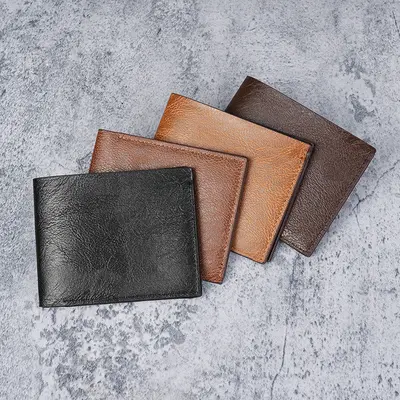 Short Men's Leather Wallet, Multifunctional Card Holder, Bifold Coin Compartment - 5